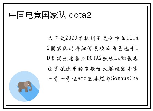 中国电竞国家队 dota2